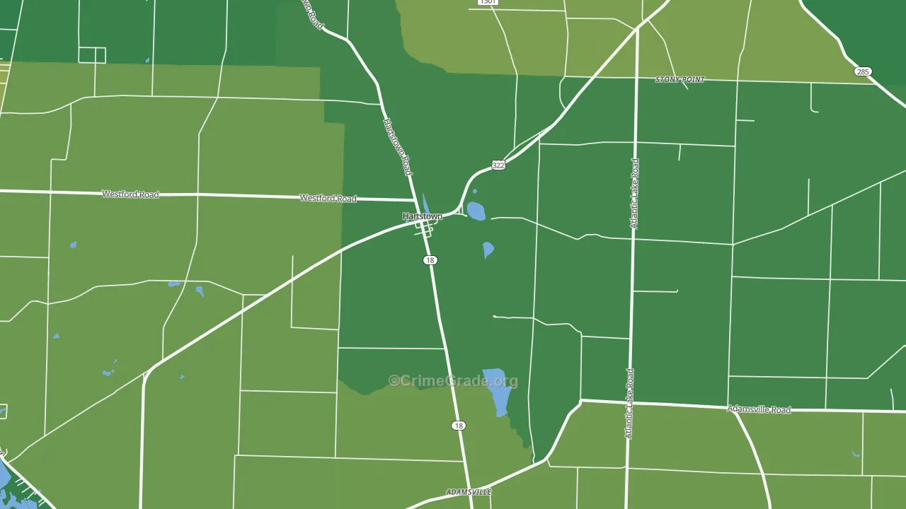 Hartstown, PA Map of Vehicle Theft Rates