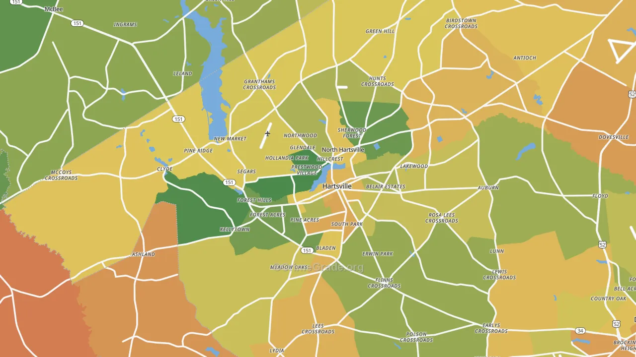 Hartsville, SC Map of Vehicle Theft Rates