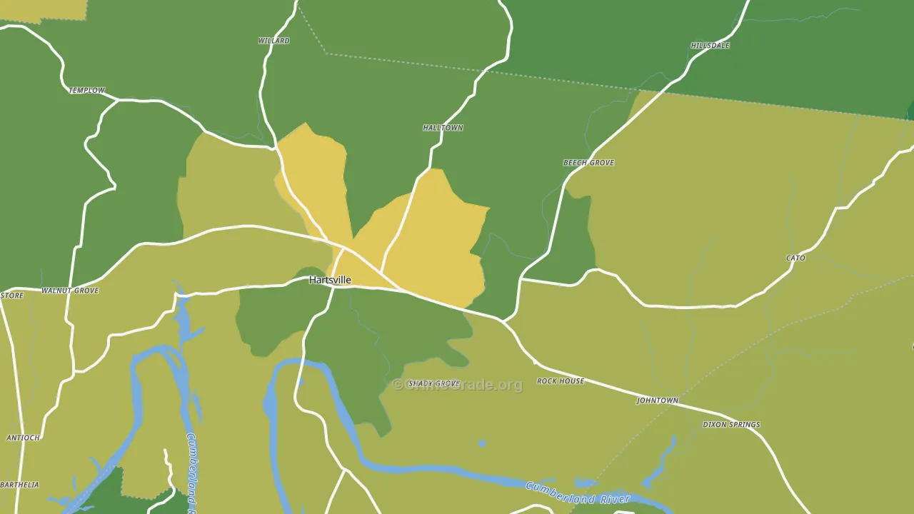 Hartsville, TN Map of Vehicle Theft Rates