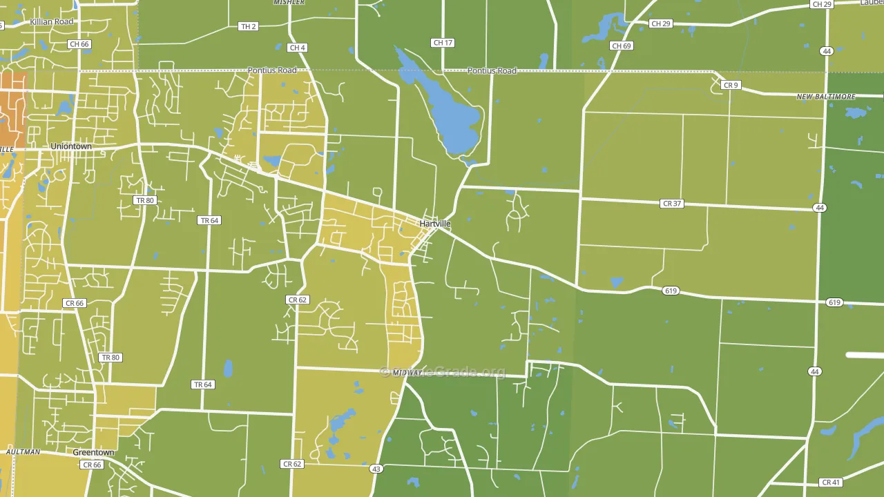 Hartville, OH Map of Vehicle Theft Rates
