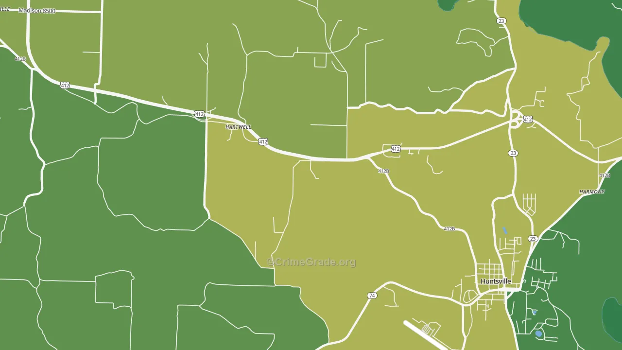 Hartwell, AR Map of Vehicle Theft Rates