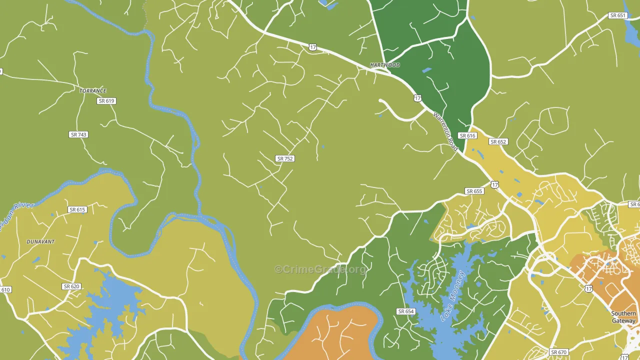 Hartwood, VA Map of Vehicle Theft Rates