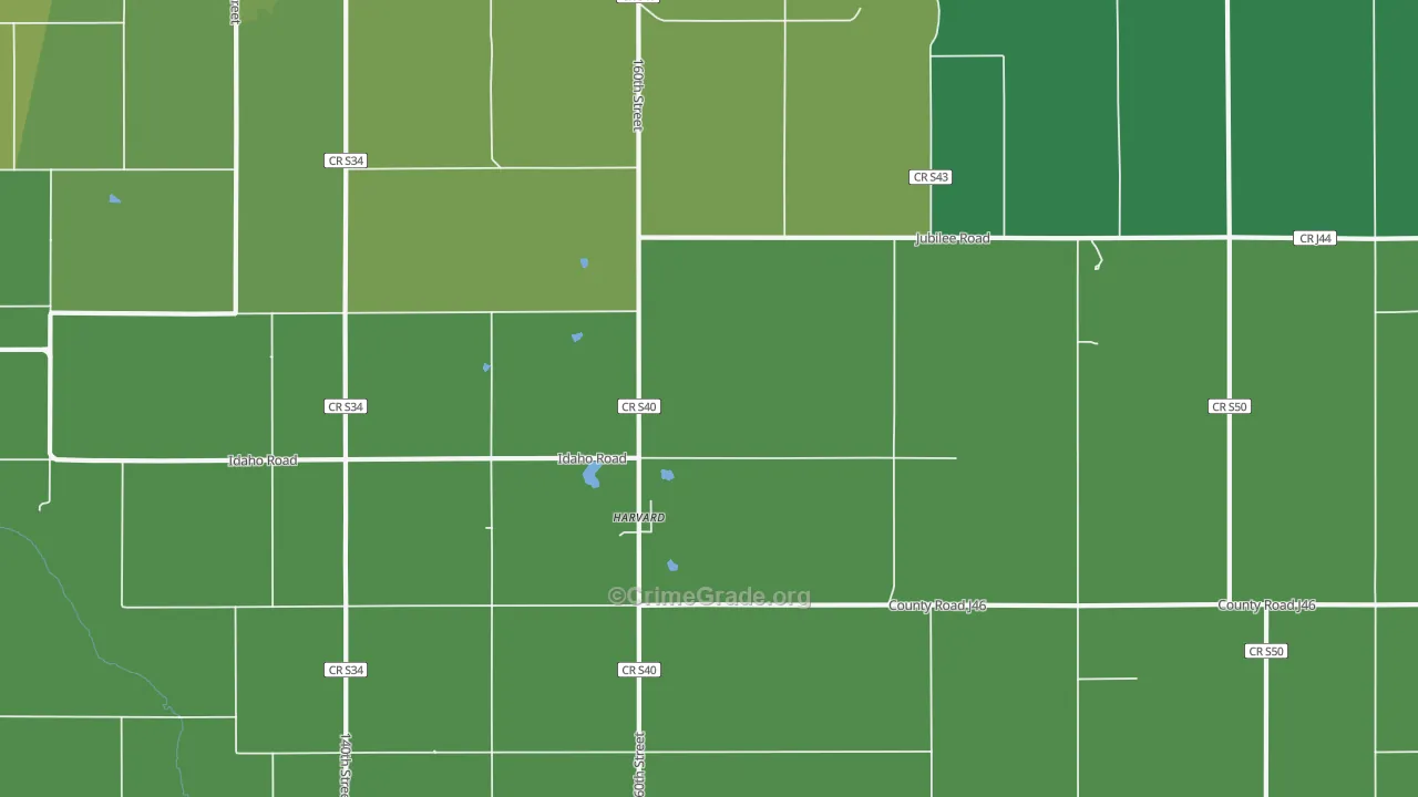 Harvard, IA Map of Vehicle Theft Rates
