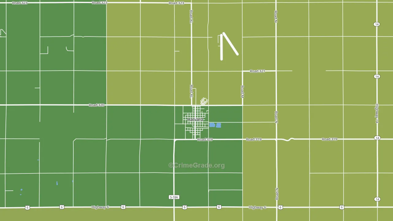 Harvard, NE Map of Vehicle Theft Rates