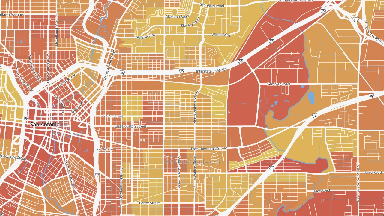 Harvard Place-Eastlawn, San Antonio, TX Map of Vehicle Theft Rates