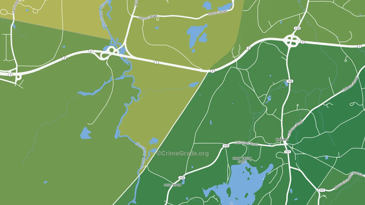 Harvard Station, MA Map of Vehicle Theft Rates