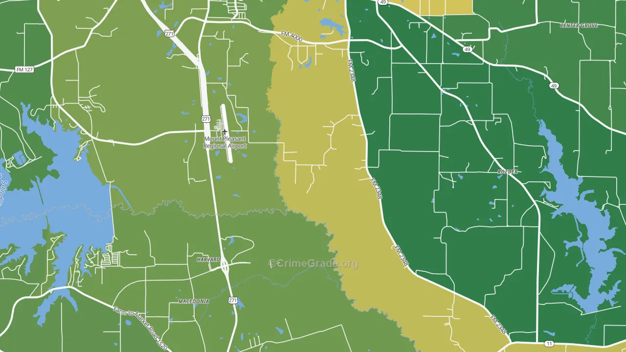 Harvard, TX Map of Vehicle Theft Rates