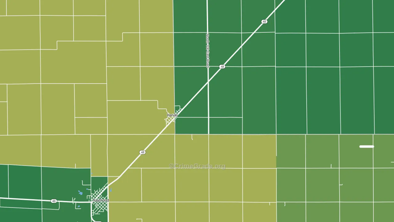 Harvel, IL Map of Vehicle Theft Rates