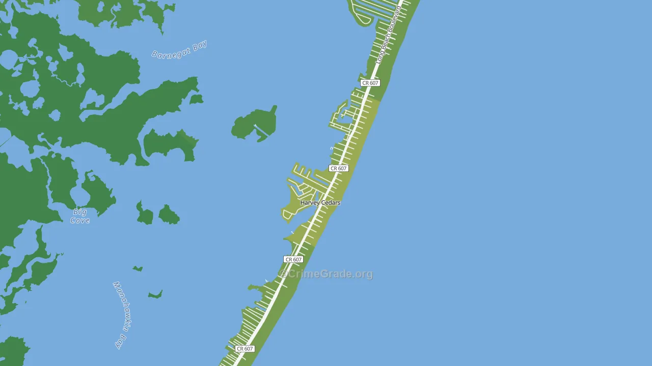 Harvey Cedars, NJ Map of Vehicle Theft Rates
