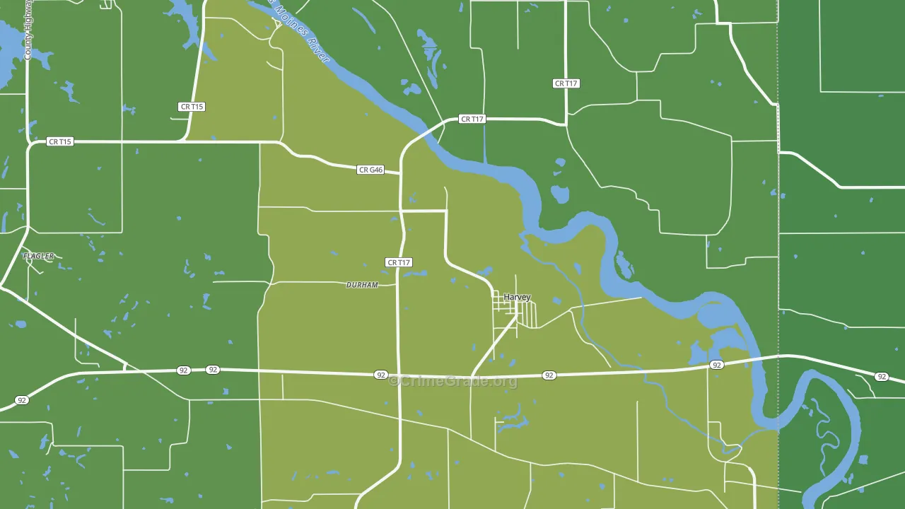 Harvey, IA Map of Vehicle Theft Rates