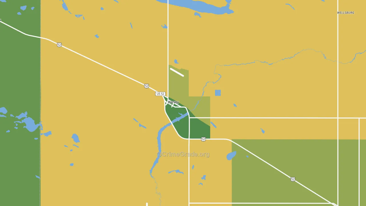 Harvey, ND Map of Vehicle Theft Rates