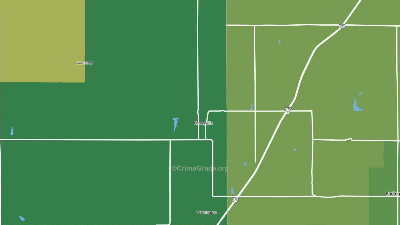 Harveyville, KS Map of Vehicle Theft Rates