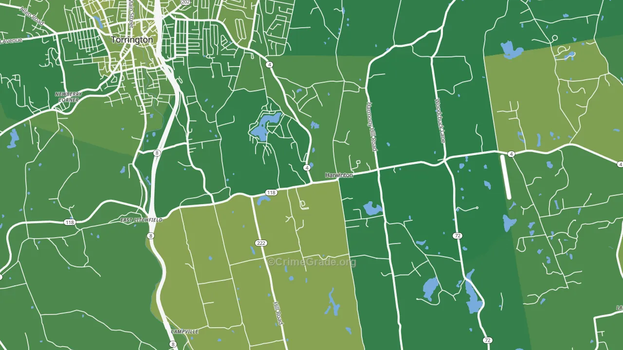 Harwinton, CT Map of Vehicle Theft Rates