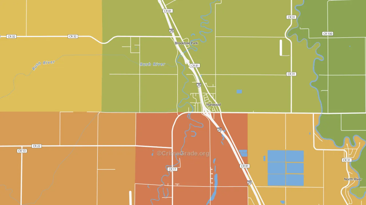 Harwood, ND Map of Vehicle Theft Rates