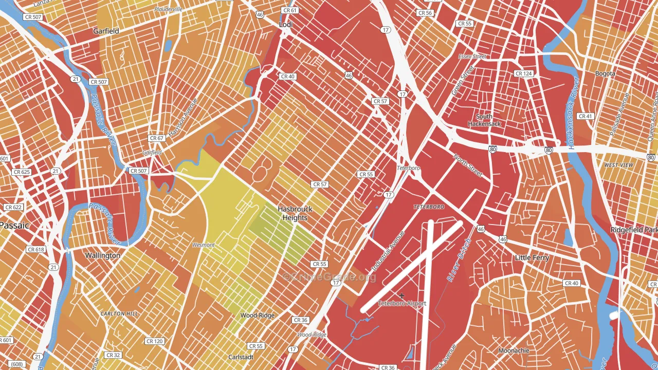 Hasbrouck Heights, NJ Map of Vehicle Theft Rates