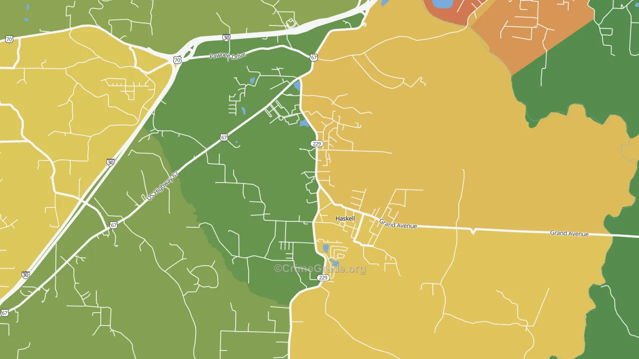 Haskell, AR Map of Vehicle Theft Rates