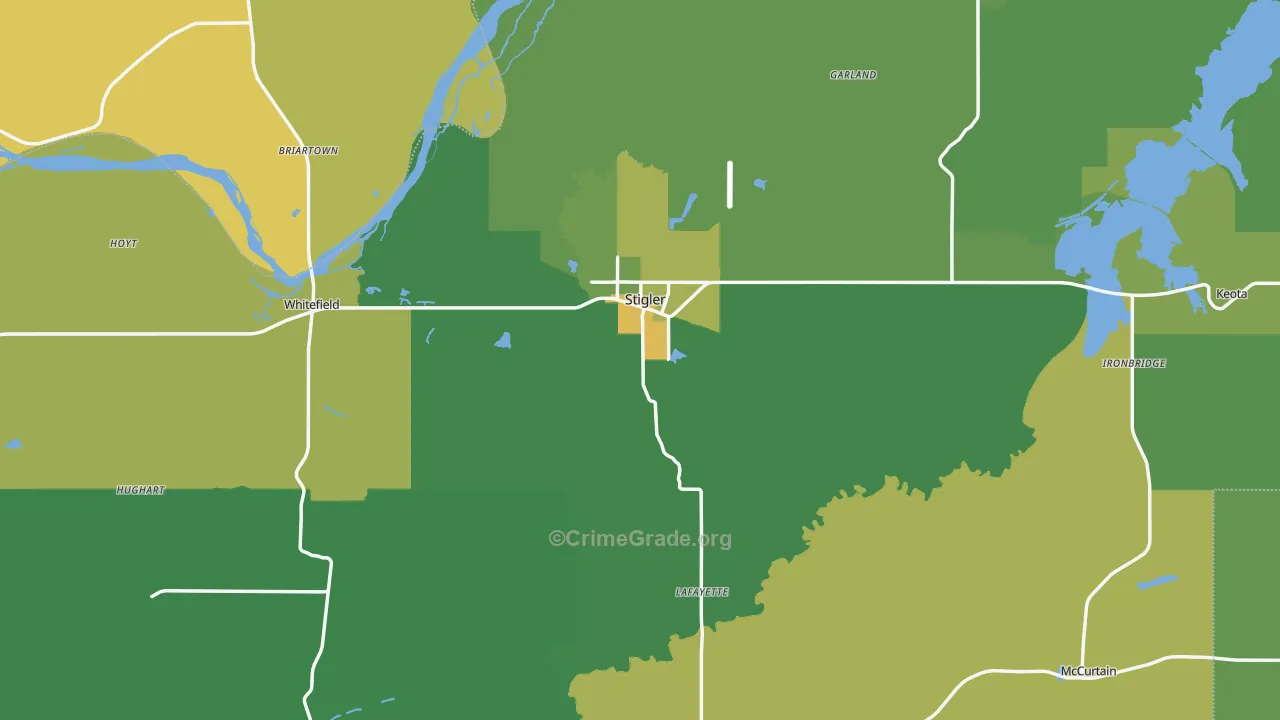 Haskell County, OK Map of Vehicle Theft Rates
