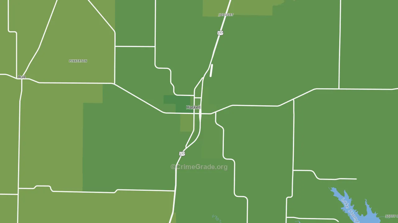 Haskell, TX Map of Vehicle Theft Rates