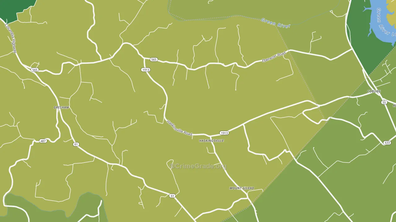 Haskingsville, KY Map of Vehicle Theft Rates