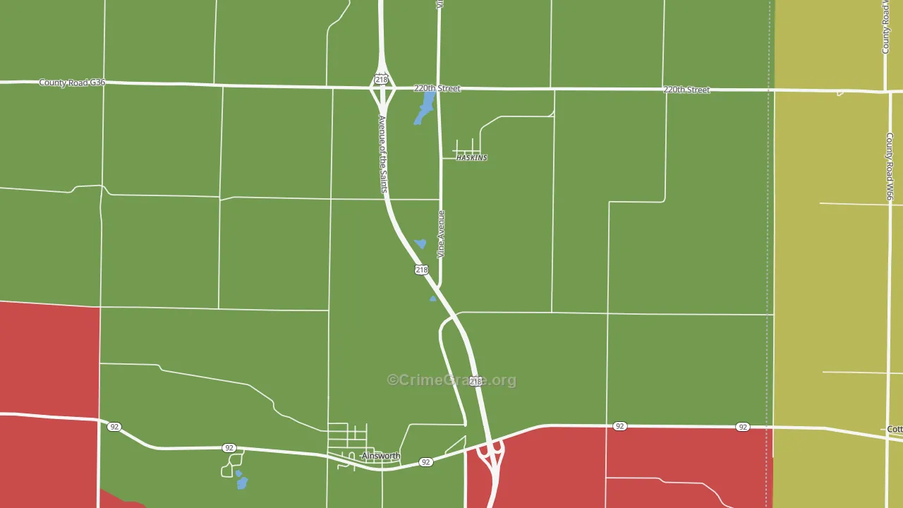 Haskins, IA Map of Vehicle Theft Rates