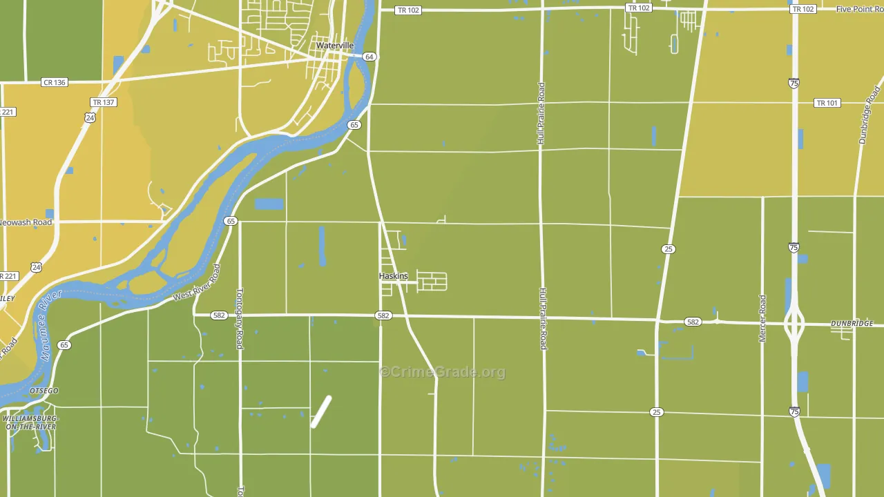 Haskins, OH Map of Vehicle Theft Rates