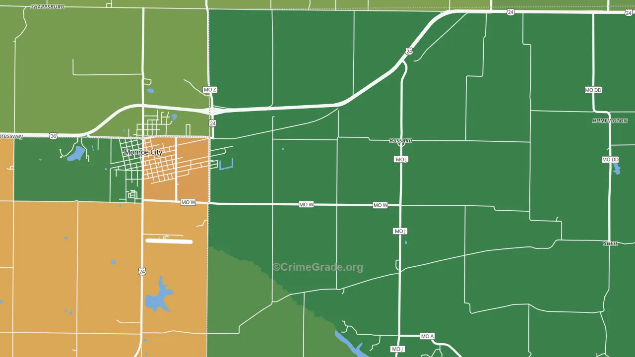 Hassard, MO Map of Vehicle Theft Rates