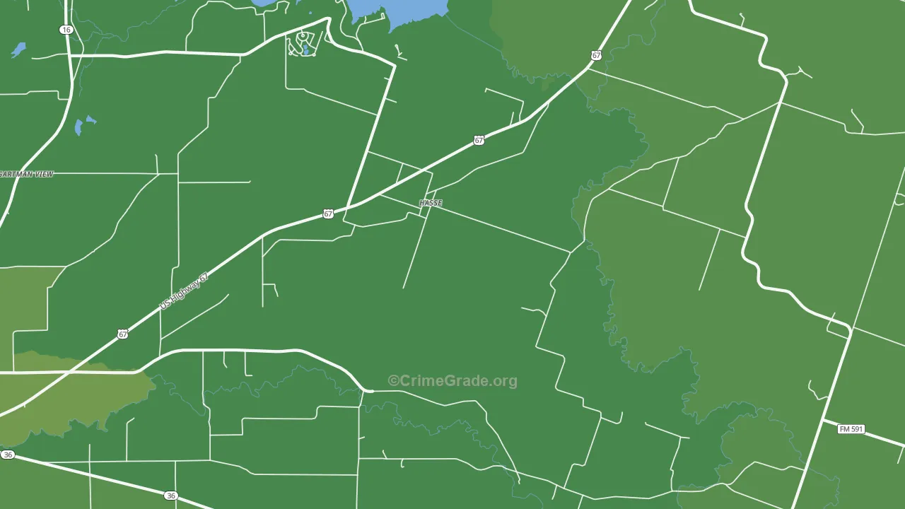 Hasse, TX Map of Vehicle Theft Rates