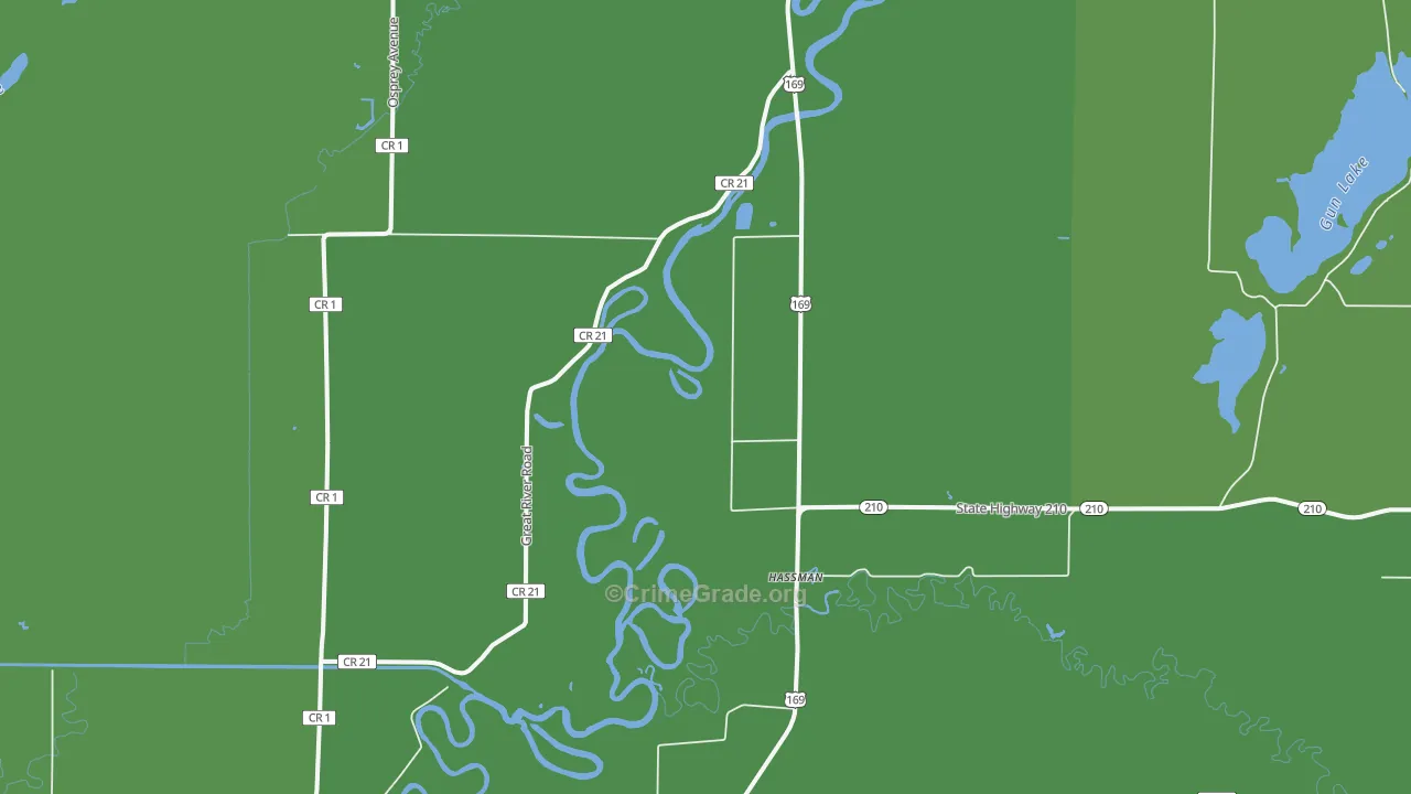 Hassman, MN Map of Vehicle Theft Rates