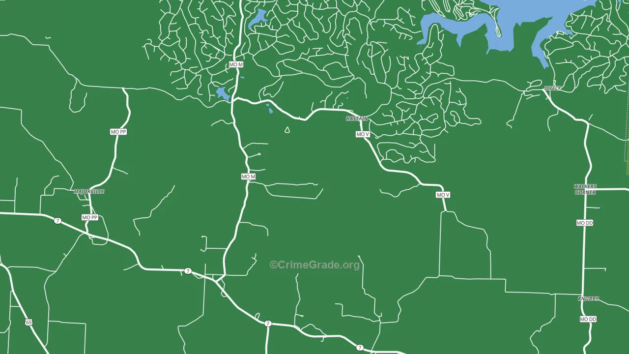 Hastain, MO Map of Vehicle Theft Rates