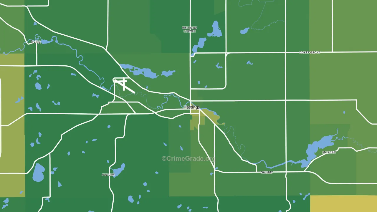 Hastings, MI Map of Vehicle Theft Rates