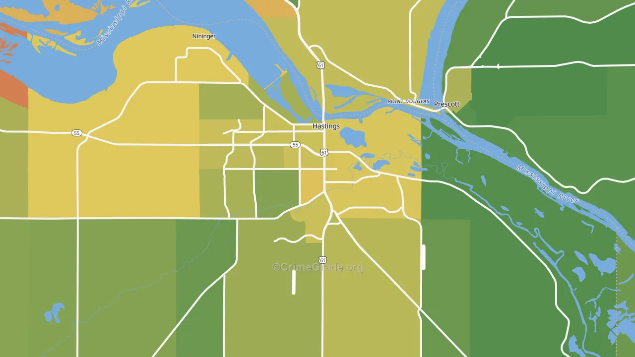Hastings, MN Map of Vehicle Theft Rates