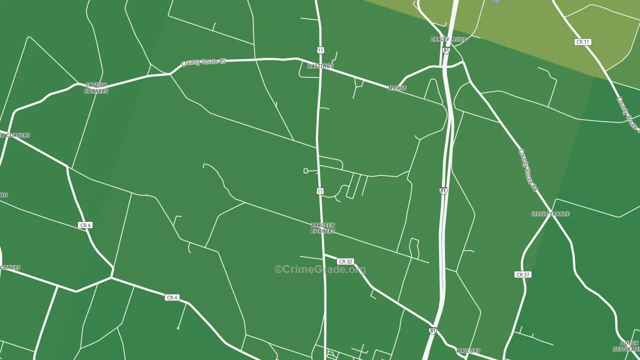 Hastings, NY Map of Vehicle Theft Rates