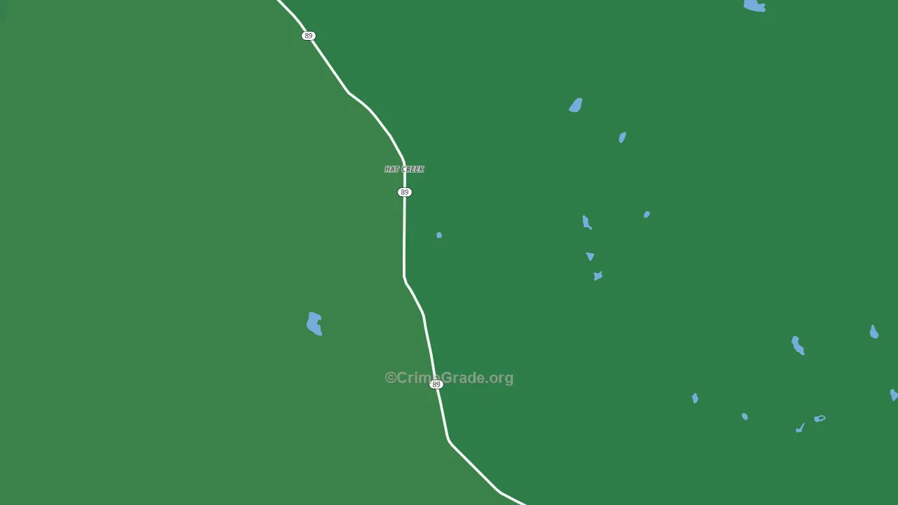 Hat Creek, CA Map of Vehicle Theft Rates