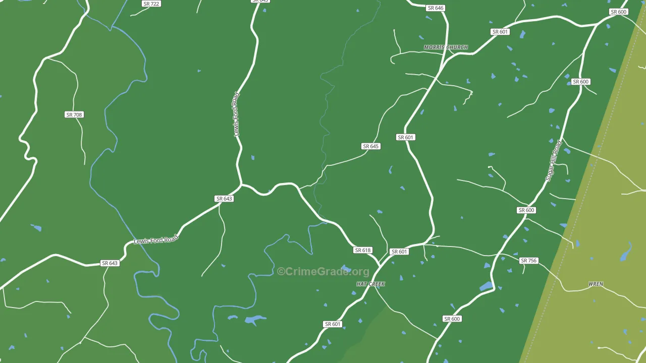 Hat Creek, VA Map of Vehicle Theft Rates