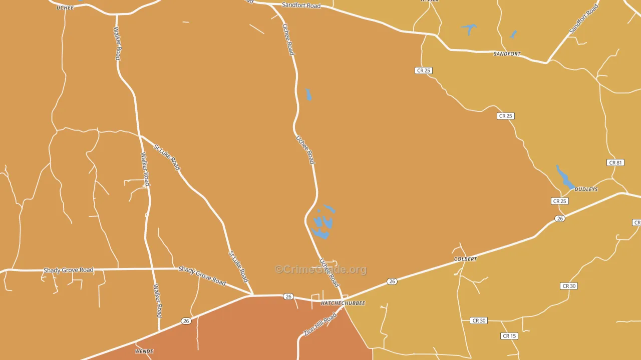Hatchechubbee, AL Map of Vehicle Theft Rates