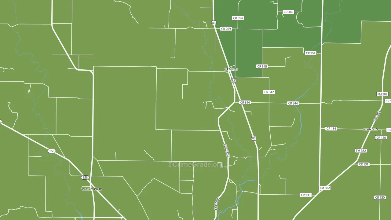 Hatchel, TX Map of Vehicle Theft Rates