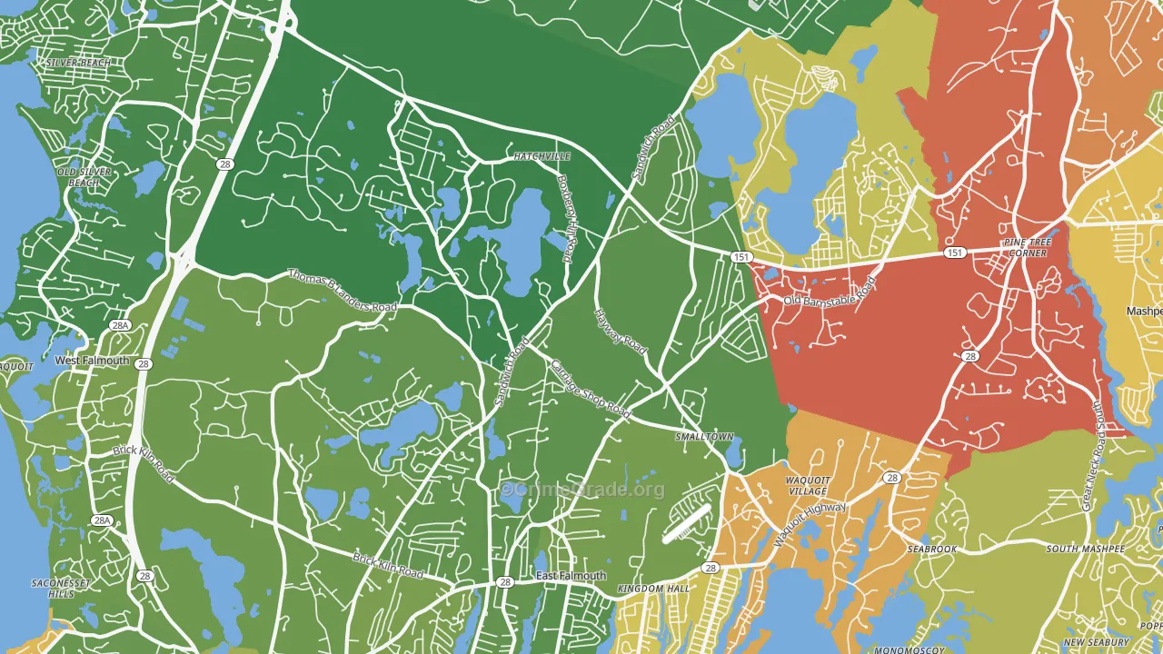 Hatchville, East Falmouth, MA Map of Vehicle Theft Rates