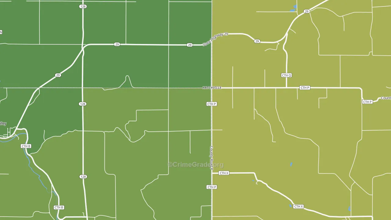 Hatchville, WI Map of Vehicle Theft Rates