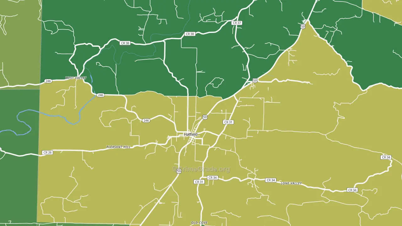 Hatfield, AR Map of Vehicle Theft Rates