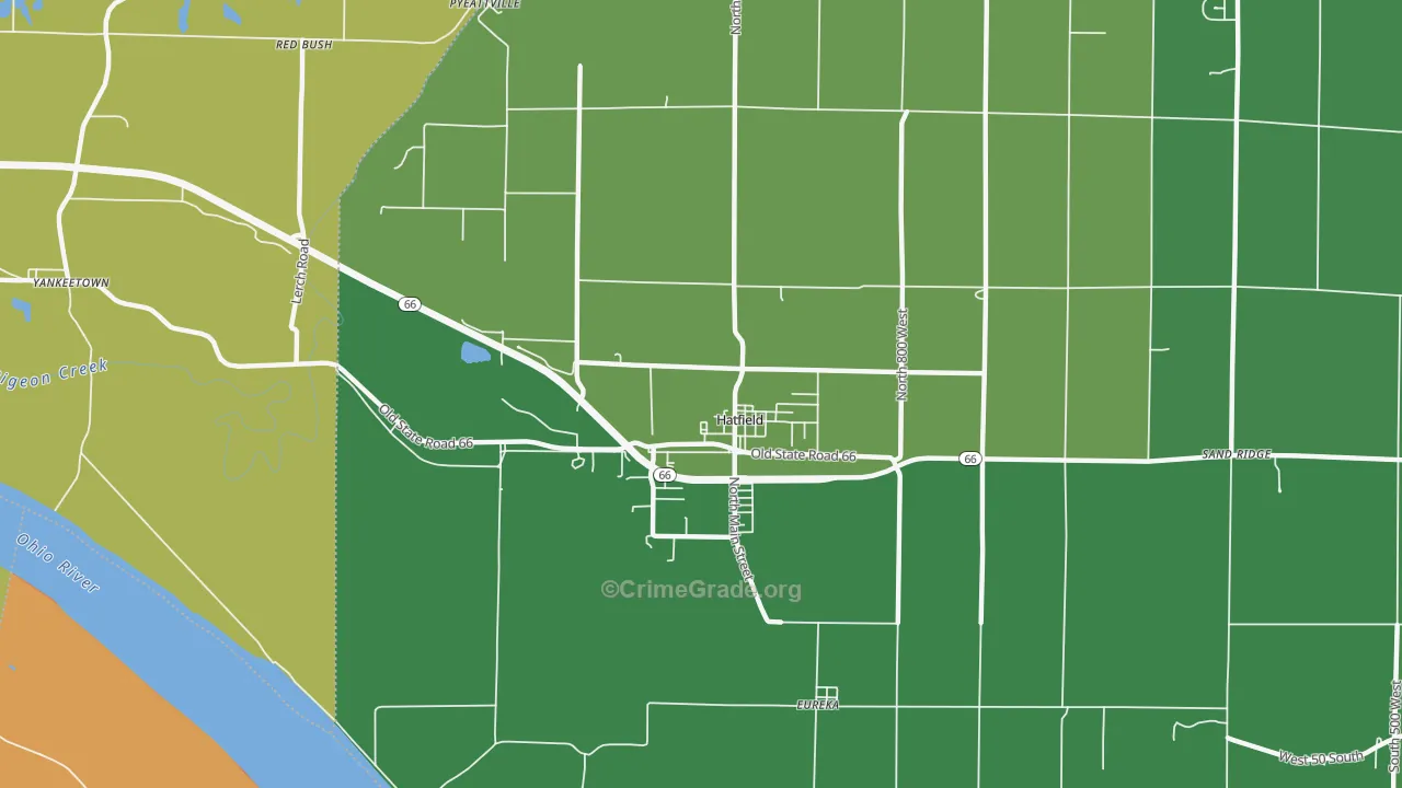 Hatfield, IN Map of Vehicle Theft Rates