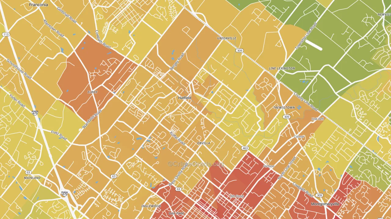 Hatfield, PA Map of Vehicle Theft Rates
