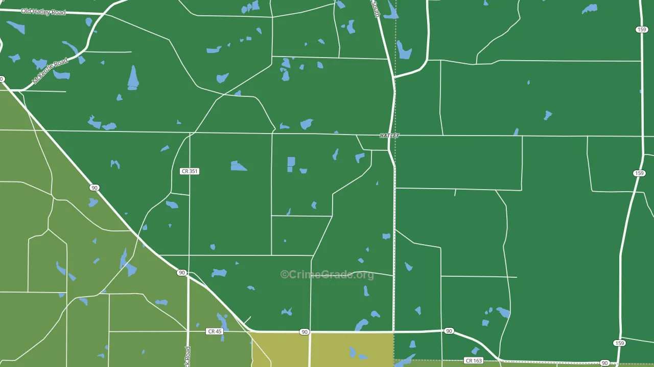 Hatley, GA Map of Vehicle Theft Rates