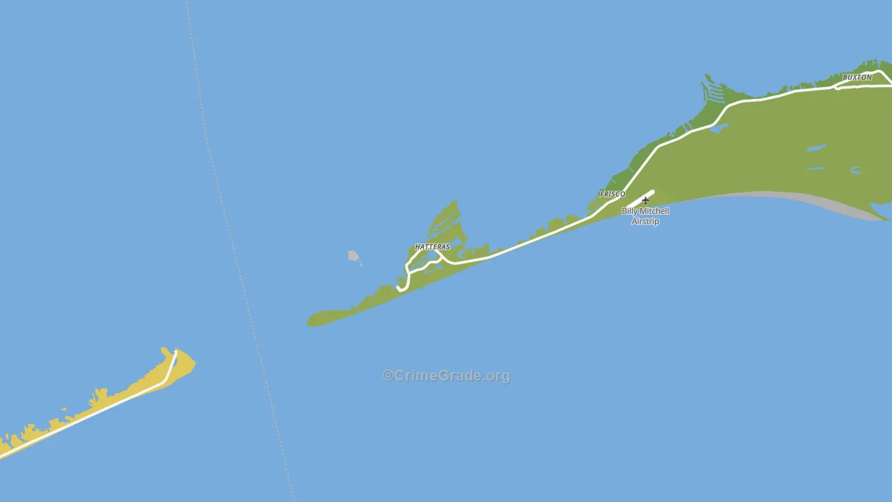Hatteras, NC Map of Vehicle Theft Rates