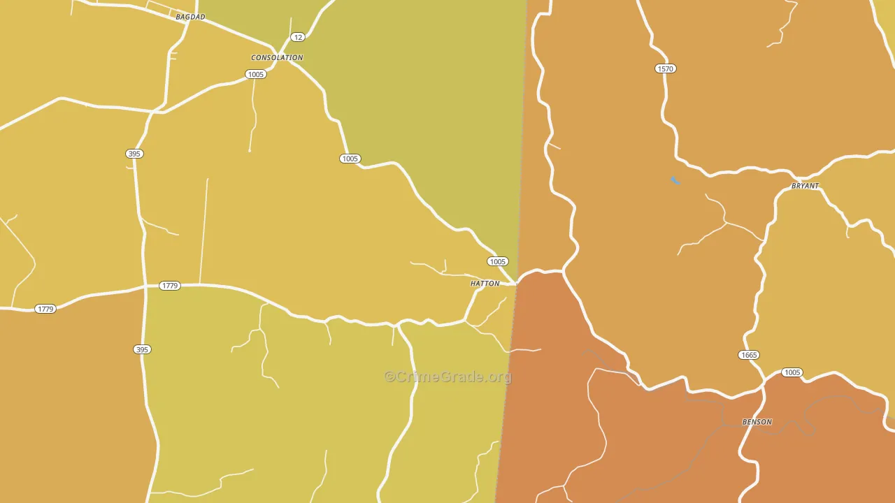 Hatton, KY Map of Vehicle Theft Rates