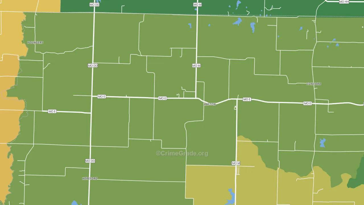 Hatton, MO Map of Vehicle Theft Rates
