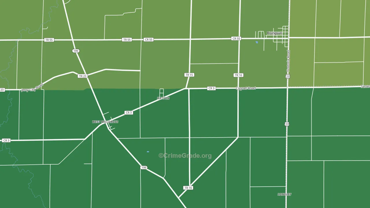 Hatton, OH Map of Vehicle Theft Rates