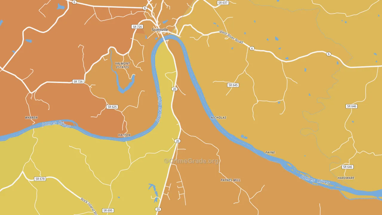 Hatton, VA Map of Vehicle Theft Rates