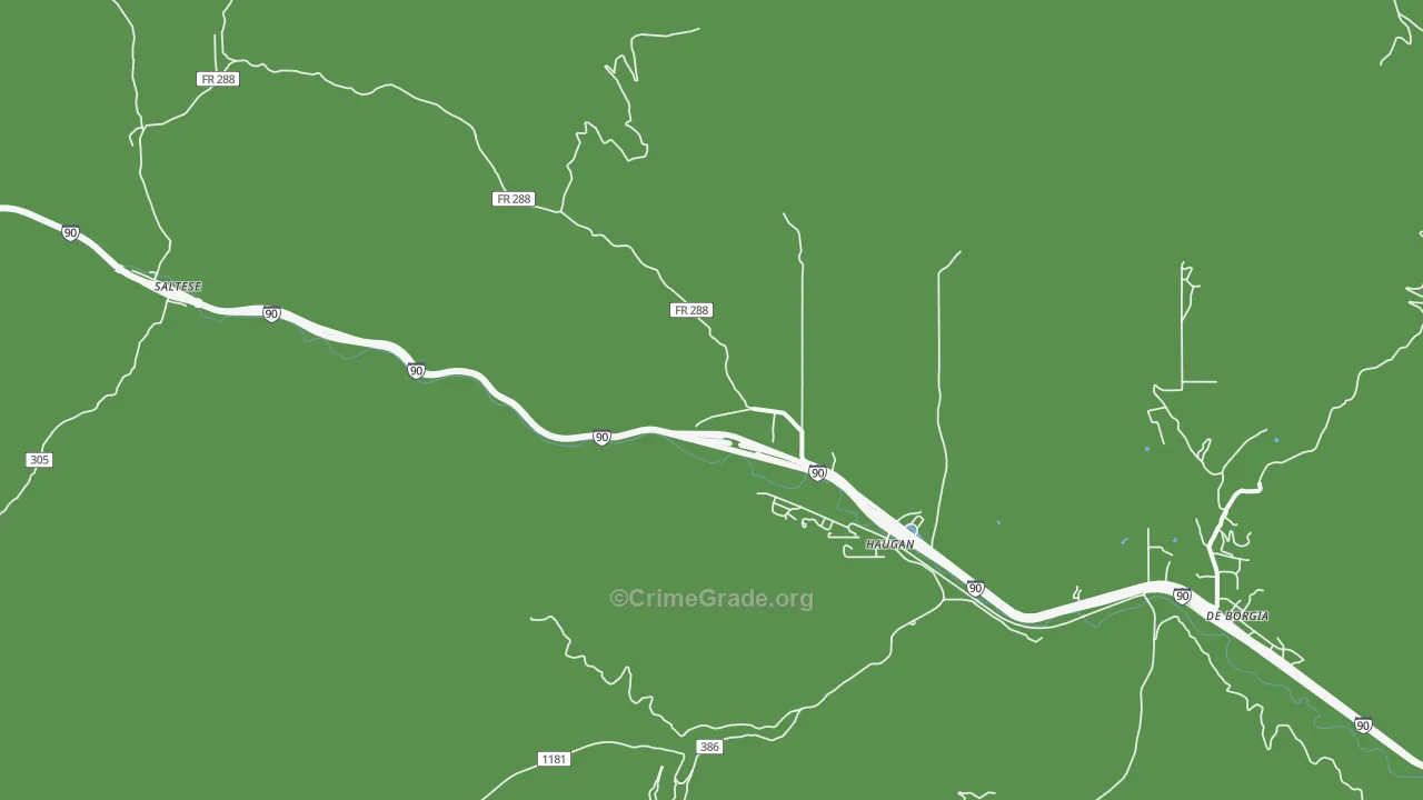 Haugan, MT Map of Vehicle Theft Rates