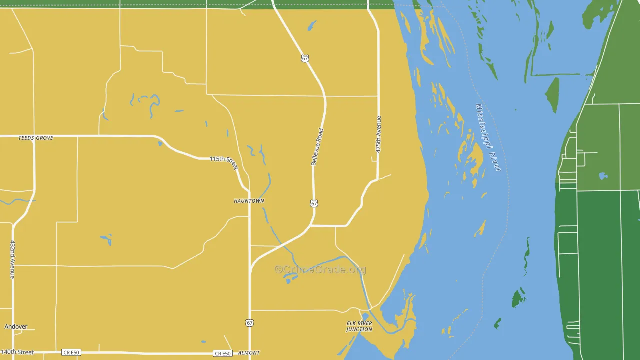 Hauntown, IA Map of Vehicle Theft Rates