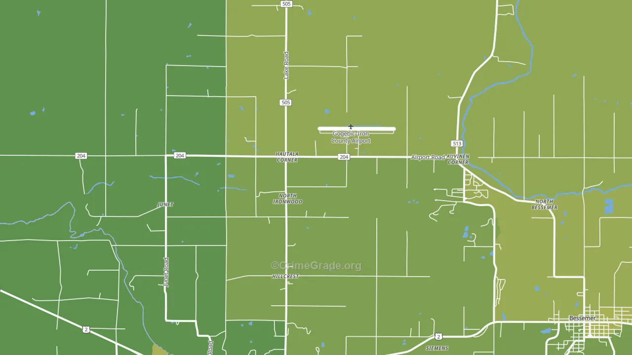 Hautala Corner, MI Map of Vehicle Theft Rates